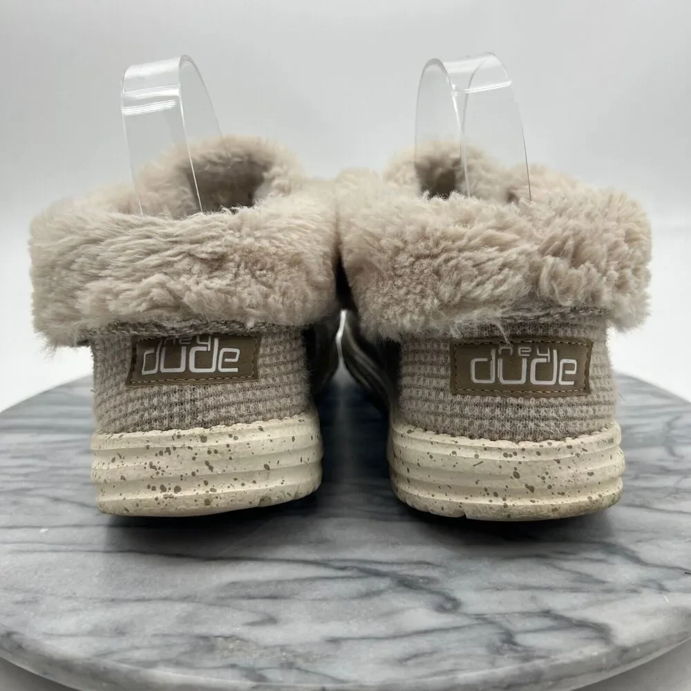 Hey Dude Women 8 Shoe Britt Nut Fur Lined Cozy Winter Bootie Convertible Mid Top